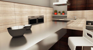 Kitchen unit with furniture foil in maple look