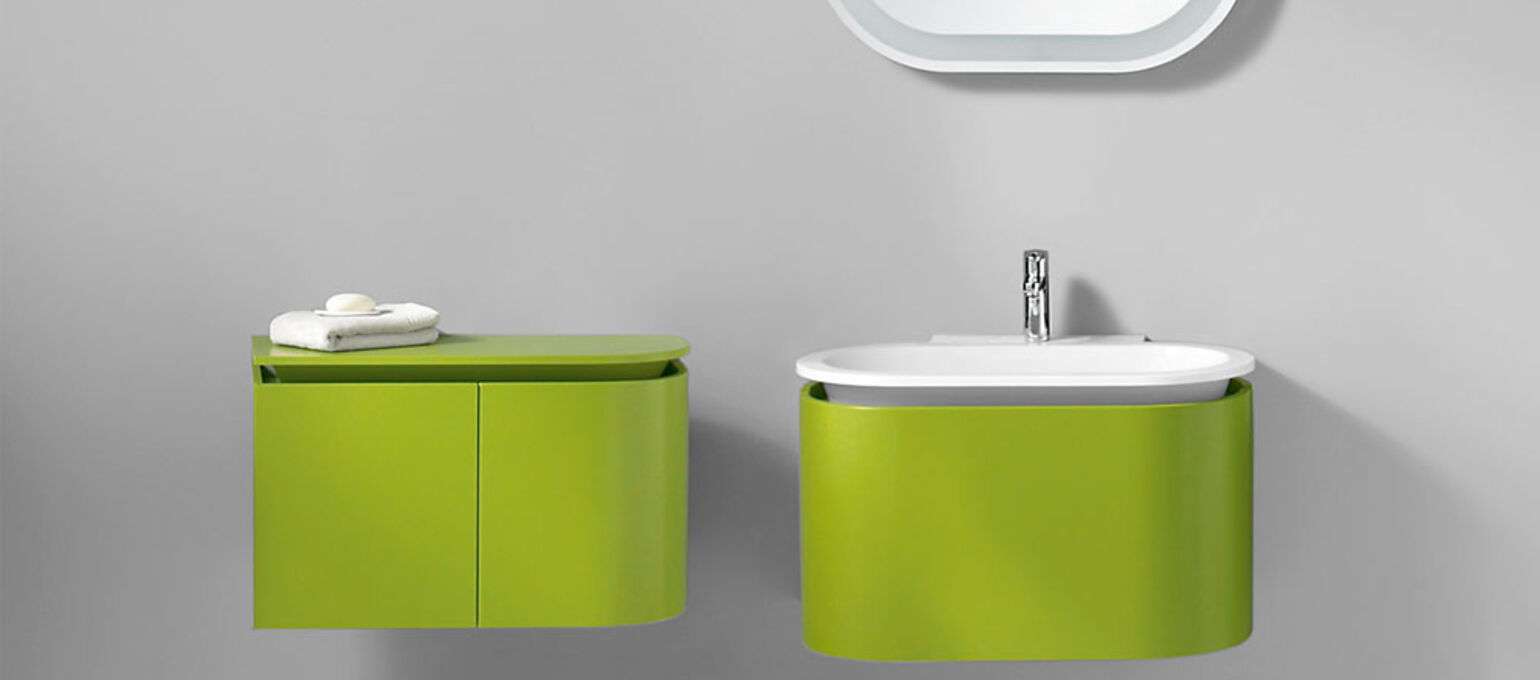 Möbelfolie in grün & olive für Badezimmermöbel
