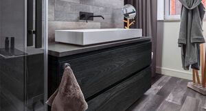 Façade des tiroirs avec feuille pour meubles en noir et anthracite (salle de bains)